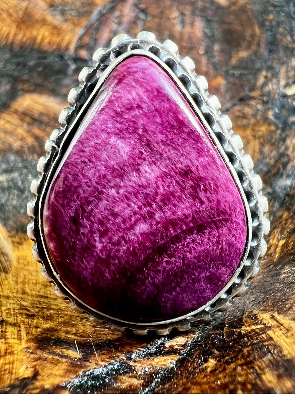Sterling Silver Purple Spiny Oyster Ring Size 8.5 Navajo Handmade